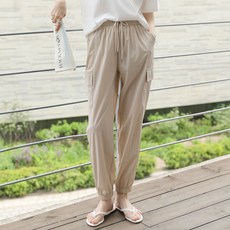 앤드스타일 여성용 냉감 통기성 쿨써머 베이직 밴딩 카고 조거 팬츠 262511