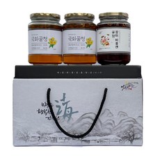 이고장식품 약도라지 꿀청 3종 선물 세트, 국화 꿀청 500g x 2p + 장미비폴렌 꿀청 500g, 1세트