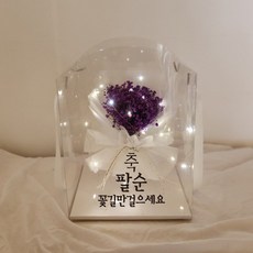 LOVELY FARM 人造永生滿天星花束 透明盒 LED燈飾組, 紫色, 1個