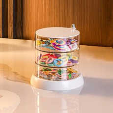 메이크마인 헤어 머리핀 머리끈 액세서리 화장대 투명 정리함, 화이트, 1개