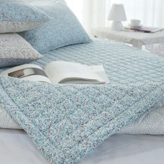 gBEDDING 碎花超細纖維絎縫薄墊, 藍色