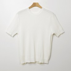 남성용 골지 라운드 반팔 니트 T2674