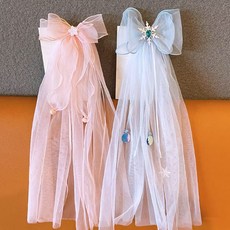 여아용 러블리 리본 헤어 집게핀 2종 세트