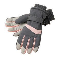 알로데 여성용 심플 체크 패턴 스키장갑, 다크그레이, 1개