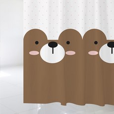 北歐風格浴簾 SC416 L號 1800*1880mm+塑膠掛鉤 12入+白色窗簾桿組合, 1套