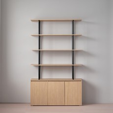 리디아 나인 선반 수납장 4단 방문설치, 우드블랙