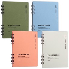 ICONIC 輕便A5線圈橫線筆記本4入組, 淺灰色, 珊瑚橘, 寧靜藍, 橄欖綠, 1套