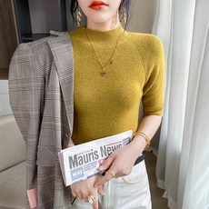 언헤브 여성용 슬리브 탑 반팔 니트 티셔츠