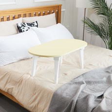 스토리퍼니쳐 국내생산 E0 LPM 6단높이조절 타원 접이식 테이블, 버터옐로우