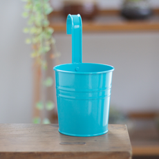 微笑彩色一體式陽台掛式花盆, 藍色, 1個