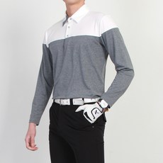 The Mind 男士高爾夫長袖BT領撞色彈性翻領T恤