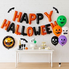 PARTYSHOW 訊息銀箔氣球 快樂萬聖節 HAPPY HALLOWEEN 裝飾套組 蝙蝠模型, 1套, 混合色