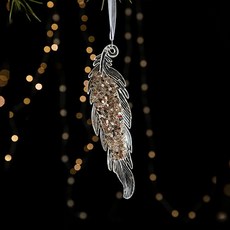 Homeflow 冬季氛圍亮片壓克力吊飾裝飾品, 羽毛, 1個