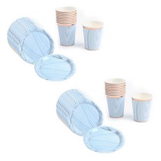 PARTYHAE 質感派對盤 18cm 20入 + 派對杯 20入 套組 大理石藍, 1套