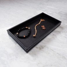 Upier 皮革現代托盤 小, 黑色, 1個