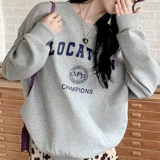 Goodif 女款Location印花寬鬆刷毛大學T