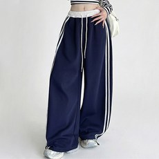 Paradiso 女款撞色條紋寬版運動褲