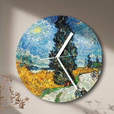 퍼니즈 명화 무소음 빈센트 반고흐 벽시계, 시골길