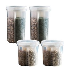3種穀物密封收納罐 2入+4種穀物密封收納罐 2入, 混色