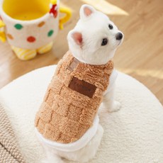 아티펫 반려동물 스퀘어 패턴 라벨 견인 조끼, 브라운, 1개