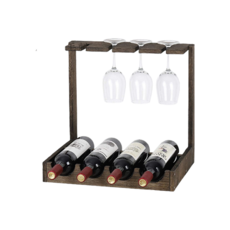 美國鄉村風格酒杯底座架 42 x 32 x 7cm, 棕色, 1個