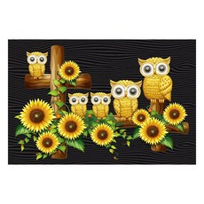 KMELLIE 5D 受祝福的貓頭鷹家族 鑽石畫 DIY 套組 AB圓形 60 x 40 cm, 混合色, 1套