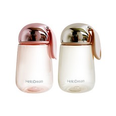 兔子造型水壺 2入組, 粉色+金色, 400ml