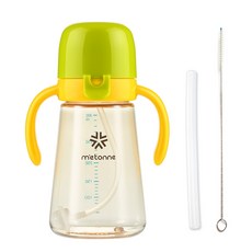 m'etonne PPSU M5雙柄重力球吸管胖胖杯, 綠色, 300ml, 1個