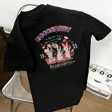 레몬소울 여성용 뭅리 프린팅 반팔 티셔츠