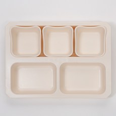 아띠홈 쁘띠캣 유아식판 세트, 크림, 1세트, 트레이 + 반찬볼 3p