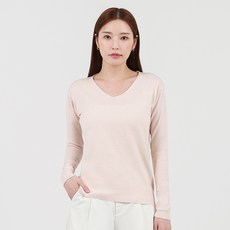 Elsso 女款日常柔軟莫代爾V領長袖針織T恤