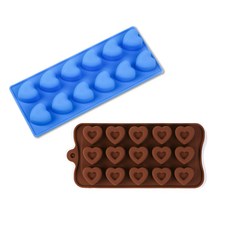 Cooking Plus 12格心型矽膠模具+15格雙層心型模具, 混色, 1組