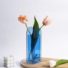 더플로우커머스 아치형 은은한 컬러 투명 아크릴 화병, 풀블루