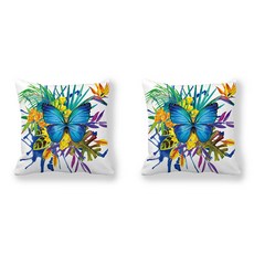 蝴蝶圖案系列華麗花紋抱枕套 2入