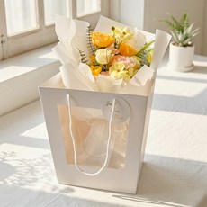 위가든 투명 사다리꼴 꽃다발 케이스 꽃집 화분 쇼핑백, 5개, 화이트