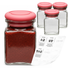 mir Hexa Pantry 矽膠密封調味罐 150ml x 4入 + 方形香草紅色標籤 4入 + 8種調味標籤組, 1套, 調味罐 150ml(4入) + 方形香草標籤(4入) + 8種調味標籤
