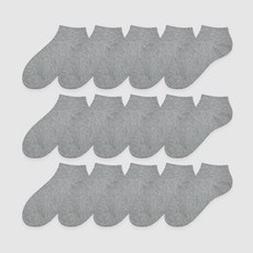 더삭스 스포츠 솔리드 스니커즈 삭스 15켤레 세트, 그레이, 1세트