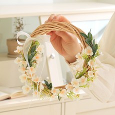 ScentBasket 簡約蠟花人造花圈, 白色