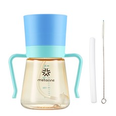 m'etonne PPSU M3雙柄重力球吸管胖胖杯, 藍色, 200ml, 1個