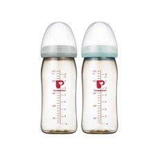 Pigeon 貝親 SofTouch 母乳實感PPSU奶瓶組(無奶嘴), 灰色+薄荷綠色, 240ml, 2個