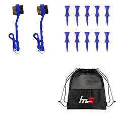 NAYASTYLE 高爾夫球桿頭清潔劑 藍色 2入 + PE 高爾夫短球梯 藍色 10入 + 收納袋組 GFYP-32-2 169-2PU, 混合色