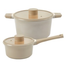 Memento Vida鍋具 2件組, 香草奶油, 單盆18cm+雙盆22cm