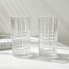 French Mars 方塊造型居家咖啡玻璃杯 360ml FM095, 2個, 透明