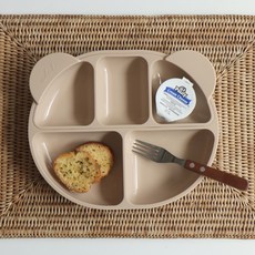 ade.l 孩童矽膠餐盤組, 奶茶色, 3格餐盤(大)+3格餐盤(小)