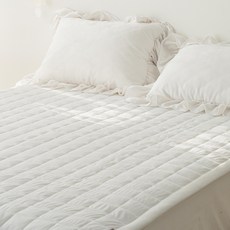 전사이즈 밍크터치 고밀도 극세사 고정밴드형 침대패드, 화이트