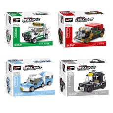 Decool 迷你迴力汽車組裝兒童積木玩具 4 件套, 22051 + 22052 + 22053 + 22054
