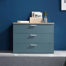 비앙스 터쿼이즈 폭 넓은 서랍장 방문설치, 라이트오크, 3단