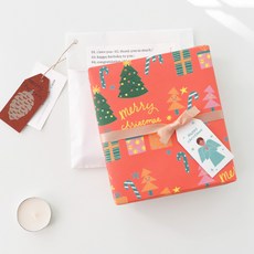 hello moris 紅色拐杖與樹木圖案包裝紙, 混合顏色, 15個