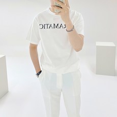 아도르클래식 남성용 DMT 레터링 소프트 고퀄리티 면 반팔 티셔츠