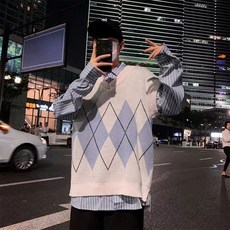 黑色101男款Dilideneil菱形圖案背心 FC-2318987